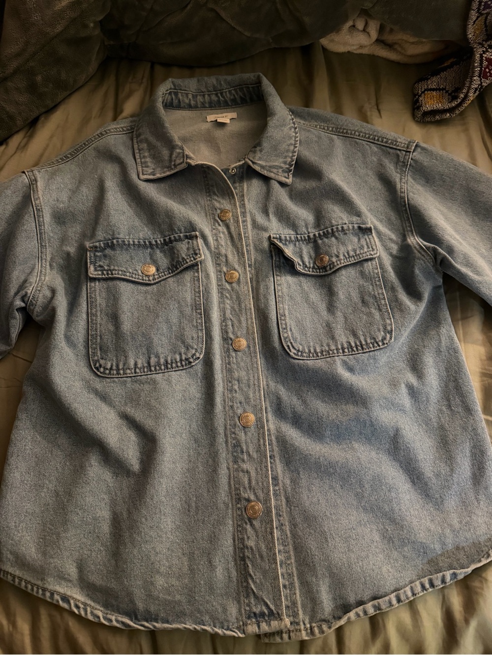 Forever 21 Light Blue Denim Button-Down Shirt
